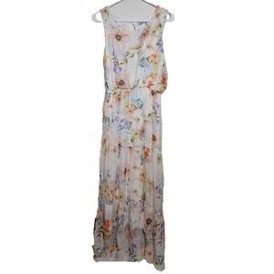 NWT Lara G. By Lara Guidotti Floral‎ Airy Silk Blend Blouson Dress Size M Tiered